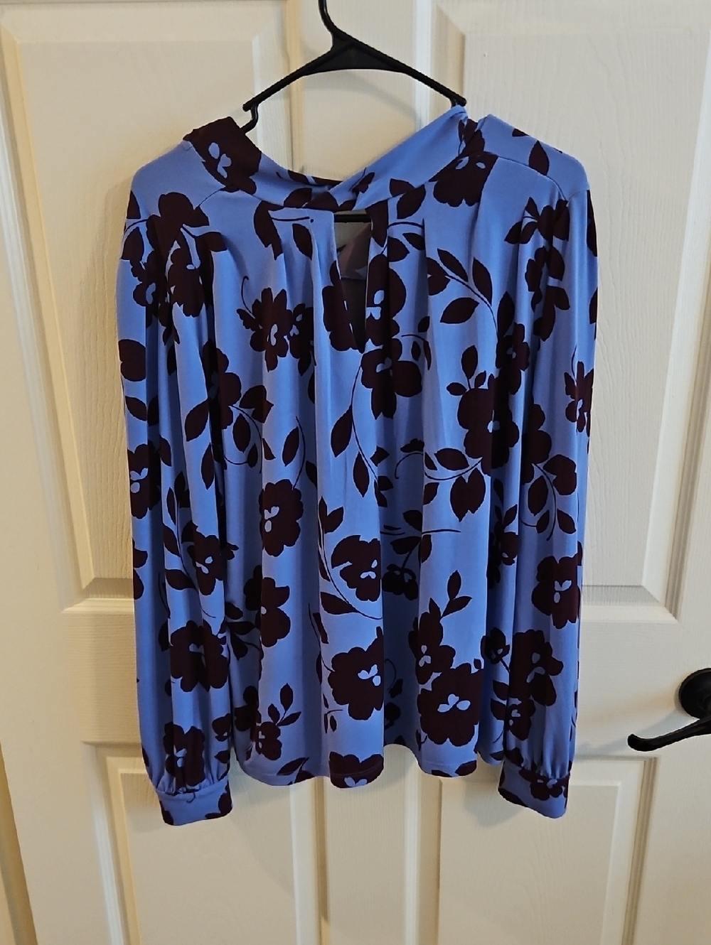 Floral Perwinkle and Burgundy Women's Top
